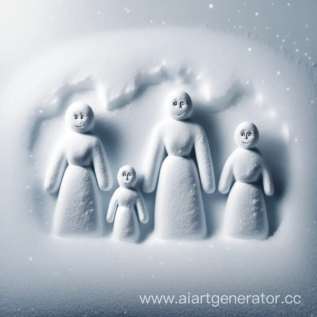 Из снега фигуры семья