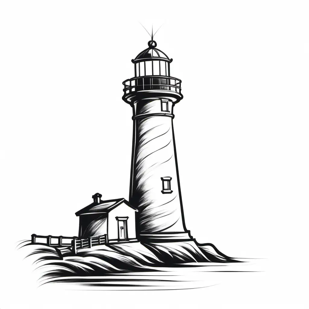 Black BrushPainted Lighthouse Outline