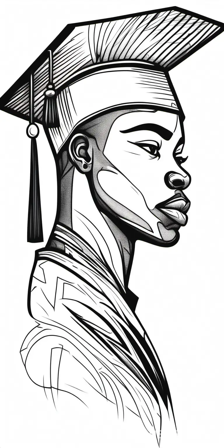 African American Graduates Side Profile with Hand Drawn Outline