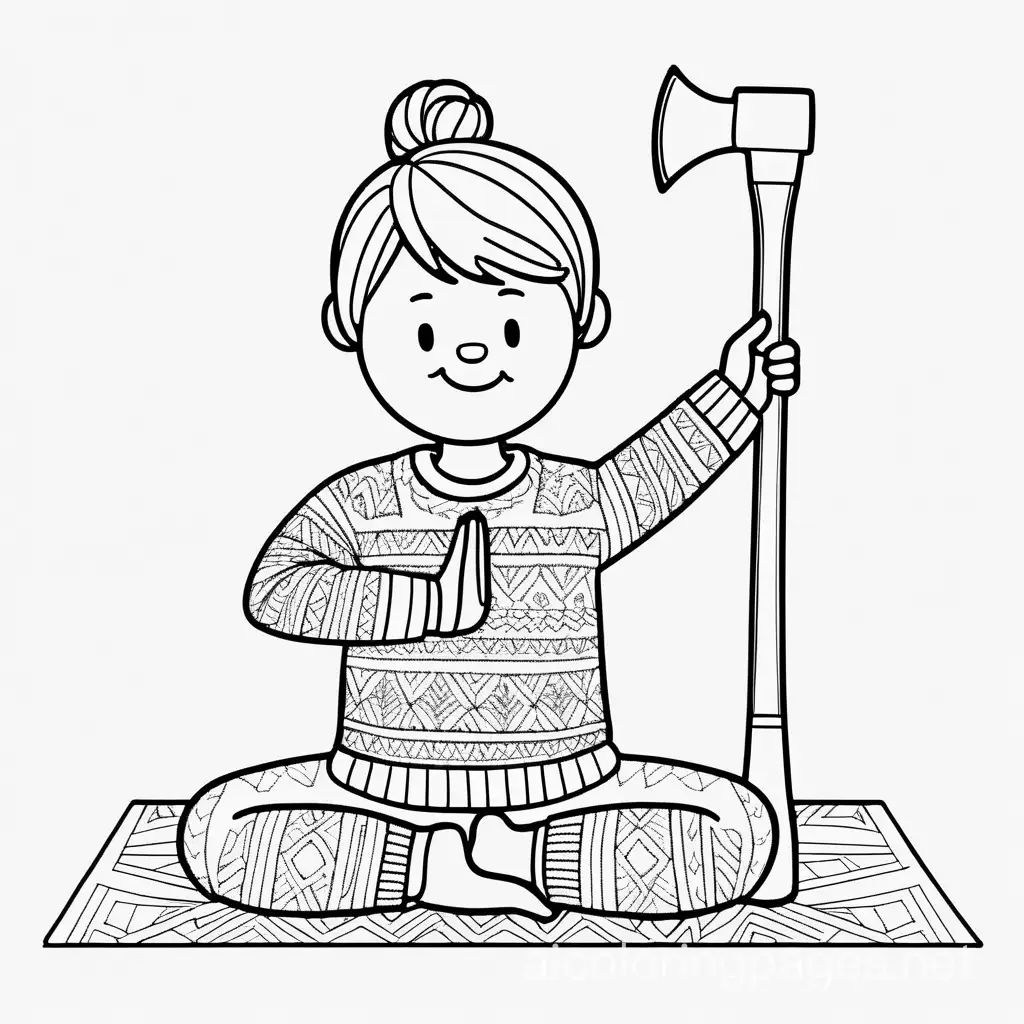 Yoga-Practicing-Axe-in-Cozy-Sweater-Coloring-Page