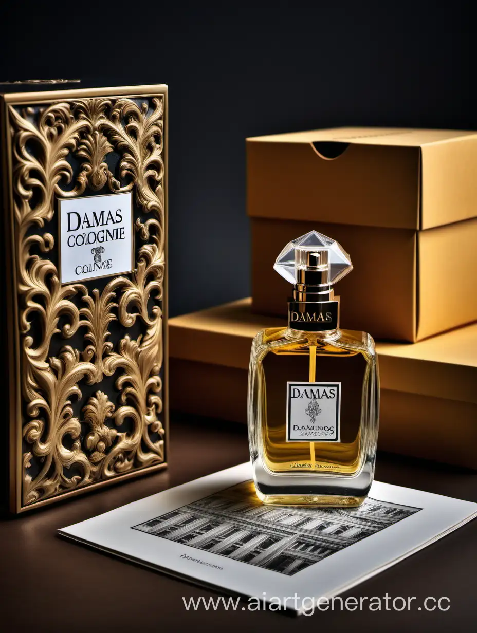 a bottle of damas cologne sitting next to a box, a flemish Baroque by Demetrios Farmakopoulos, instagram contest winner, dau-al-set, dynamic composition, contest winner, feminine