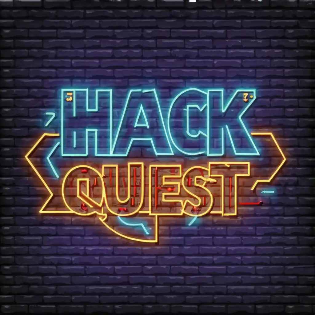 logo, neon light, with the text "hack quest", typography, be used in Technology industry