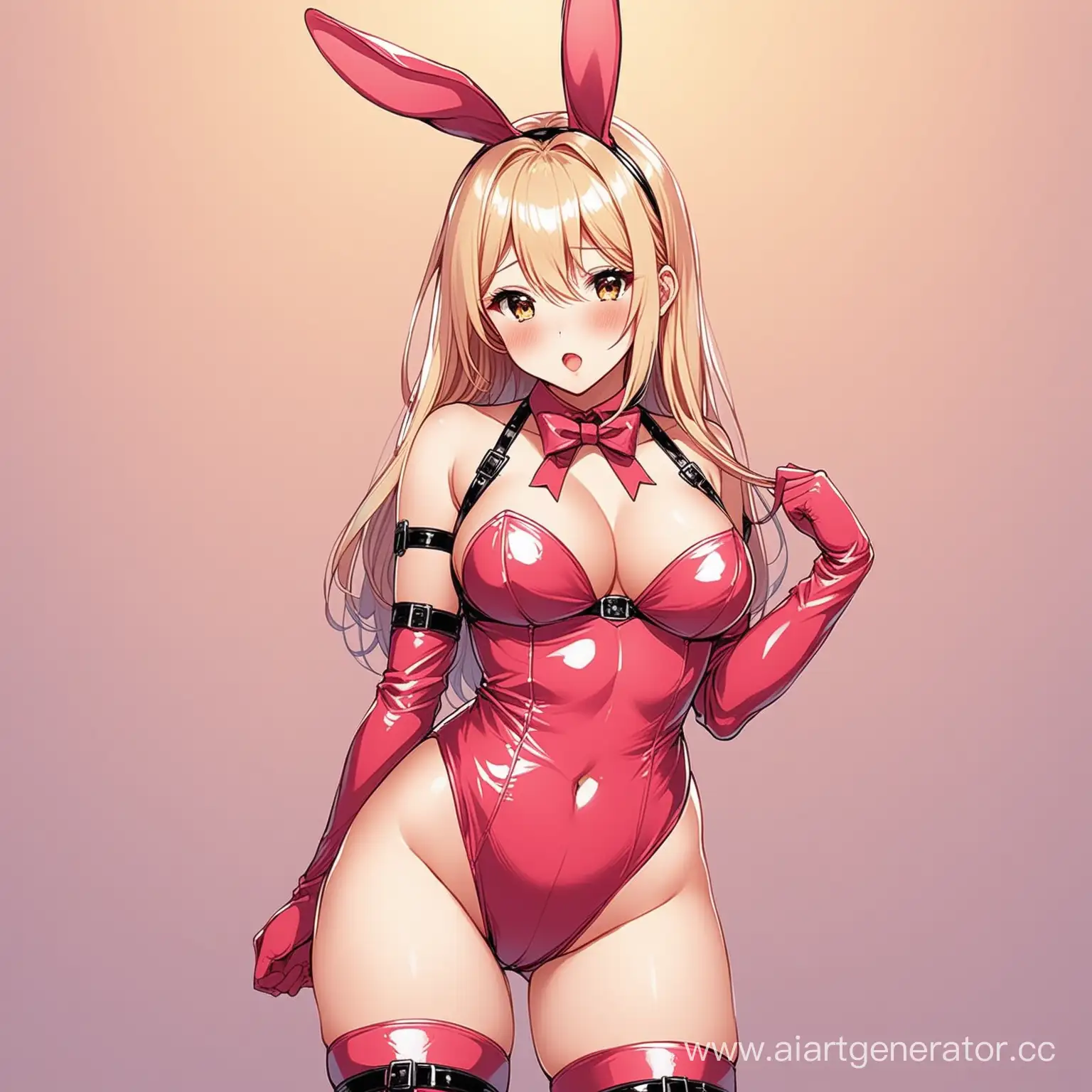 a girl in a bdsm bunny costume
