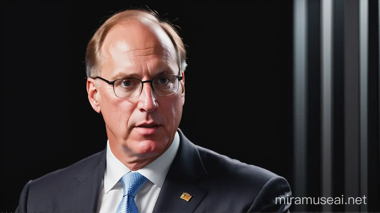 Blackrock CEO Larry Fink Offering Advice with Black Background