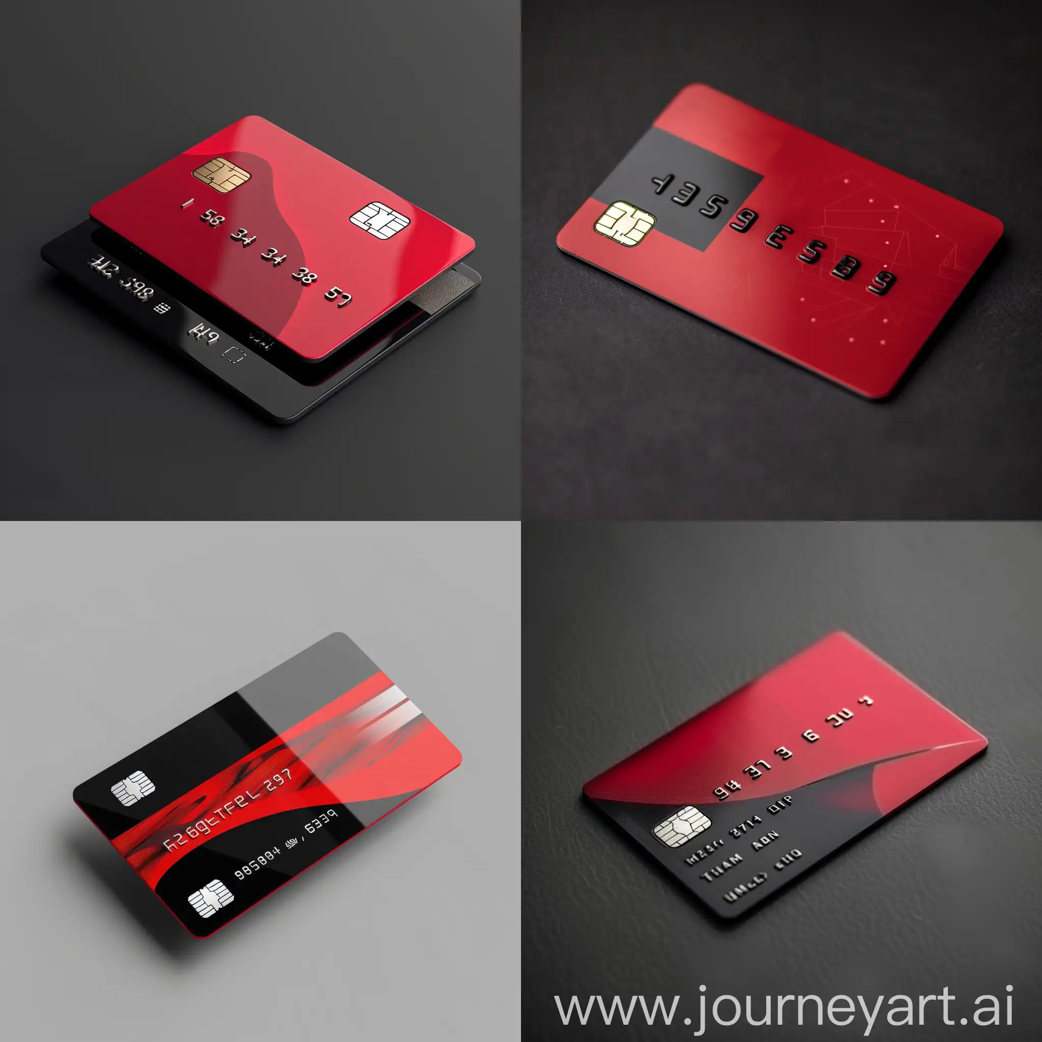 bank card, modern design, red and black