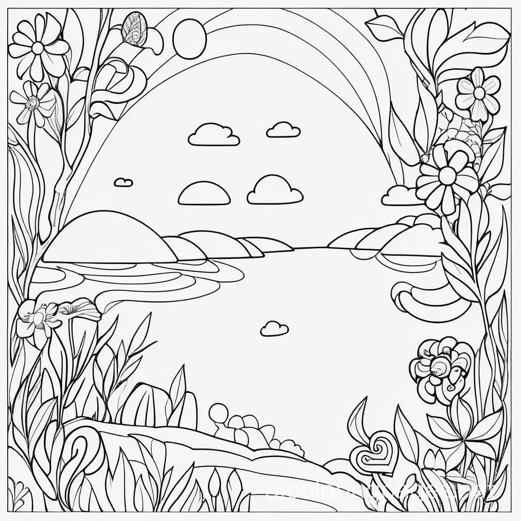 Serinity in blue, Coloring Page, black and white, line art, white background, Simplicity, Ample White Space. The background of the coloring page is plain white to make it easy for young children to color within the lines. The outlines of all the subjects are easy to distinguish, making it simple for kids to color without too much difficulty