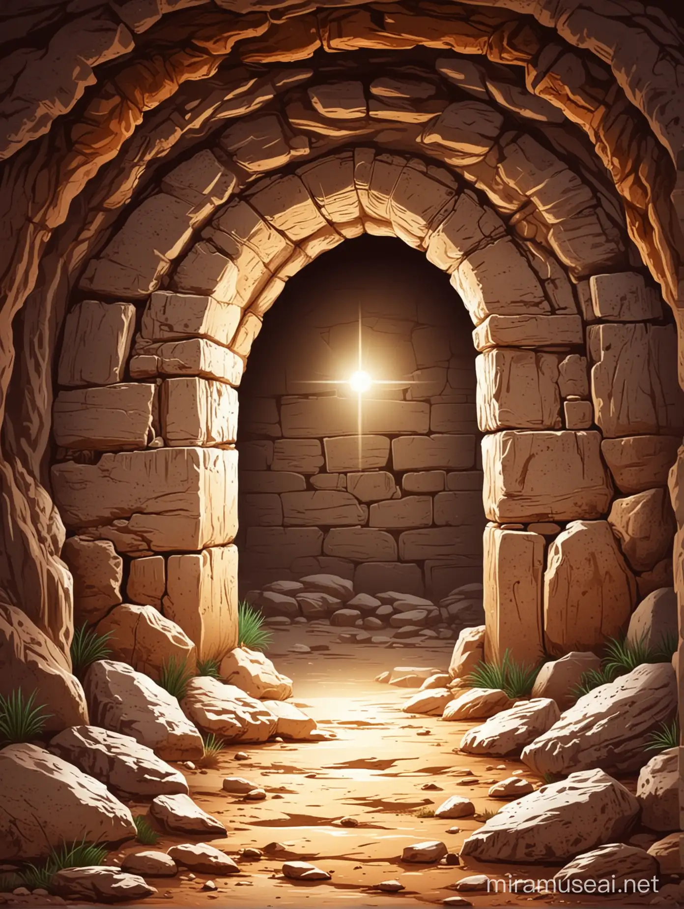 VECTOR ILLUSTRATION OF AN EMPTY TOMB SET IN JESUS'S TIME