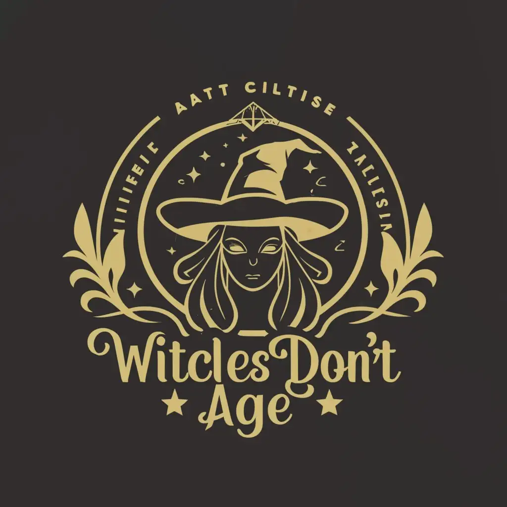 a logo design,with the text "Witches don't age", main symbol:Witches don't age in luxury style in black and white,Moderate,be used in Entertainment industry,clear background