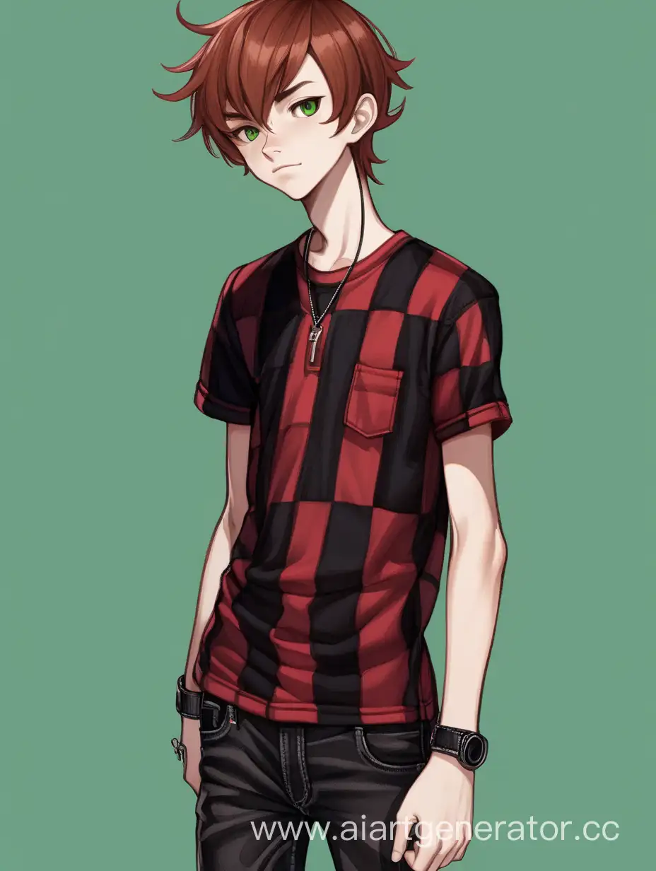 Athletic-Teenager-in-Stylish-Black-and-Red-Checkered-Shirt-and-Jeans