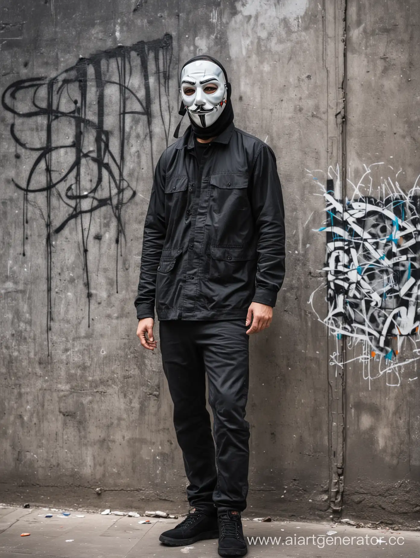 Urban-Graffiti-Artist-Wearing-a-Mask