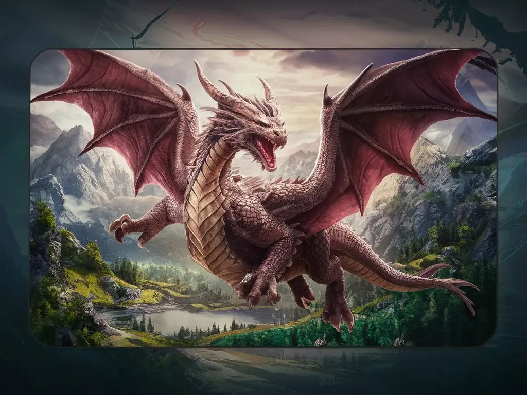 Mystical Dragon Mouse Pad Design Rectangular Fantasy Art Fills Screen
