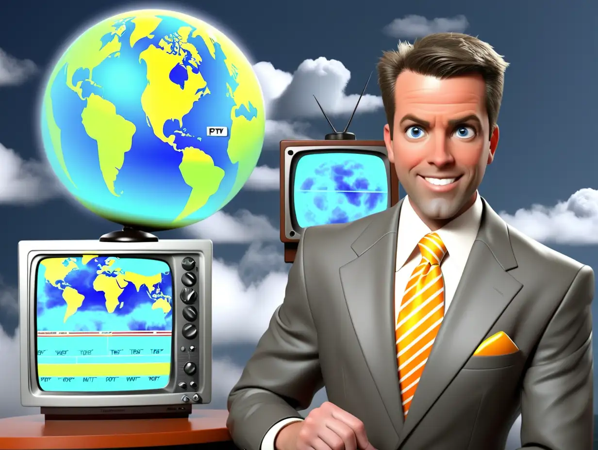 Dynamic TV Weatherman Reporting Live Weather Updates