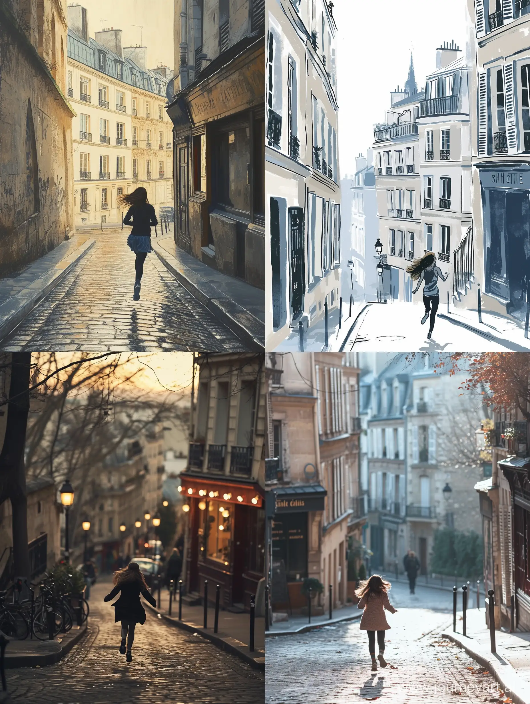 Running-Girl-in-Paris-Street-Urban-Scene