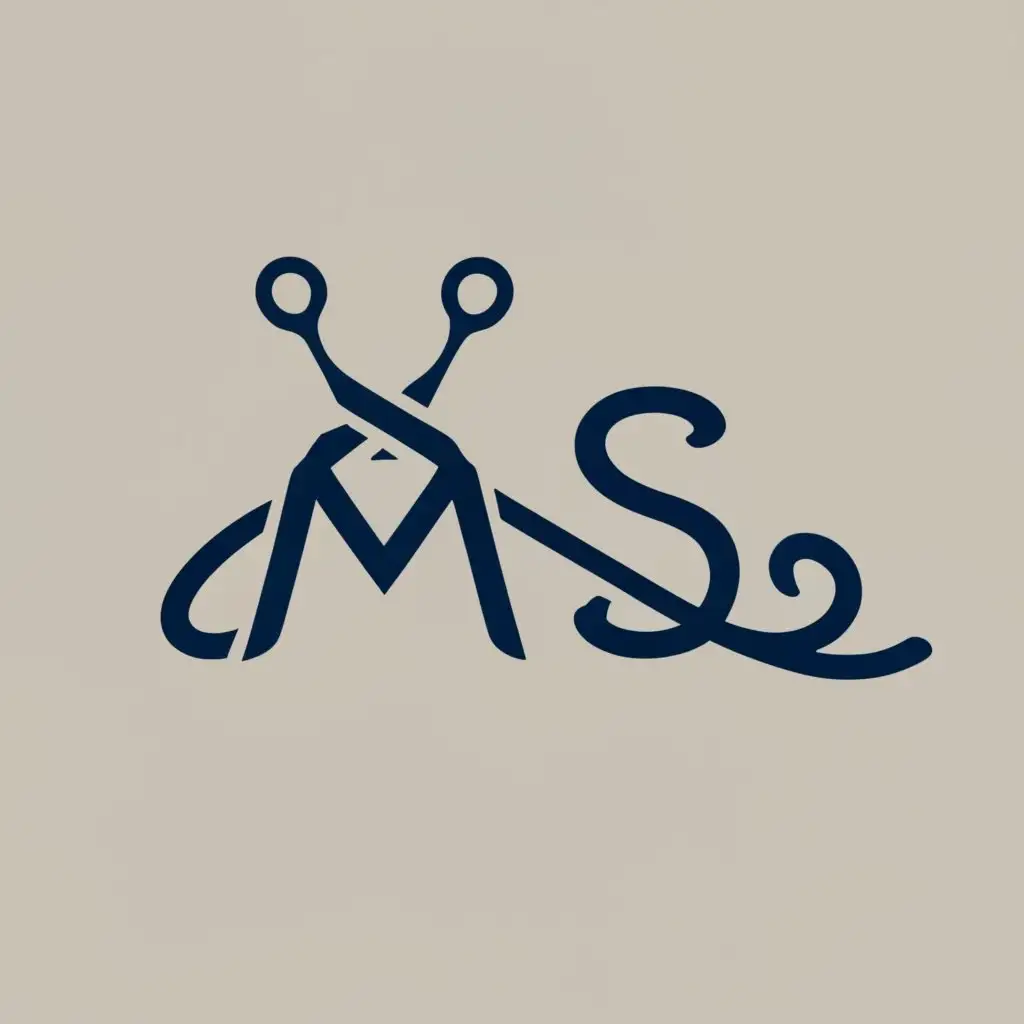 logo, scissors icon with initials, with the text "MS", typography, be used in Retail industry