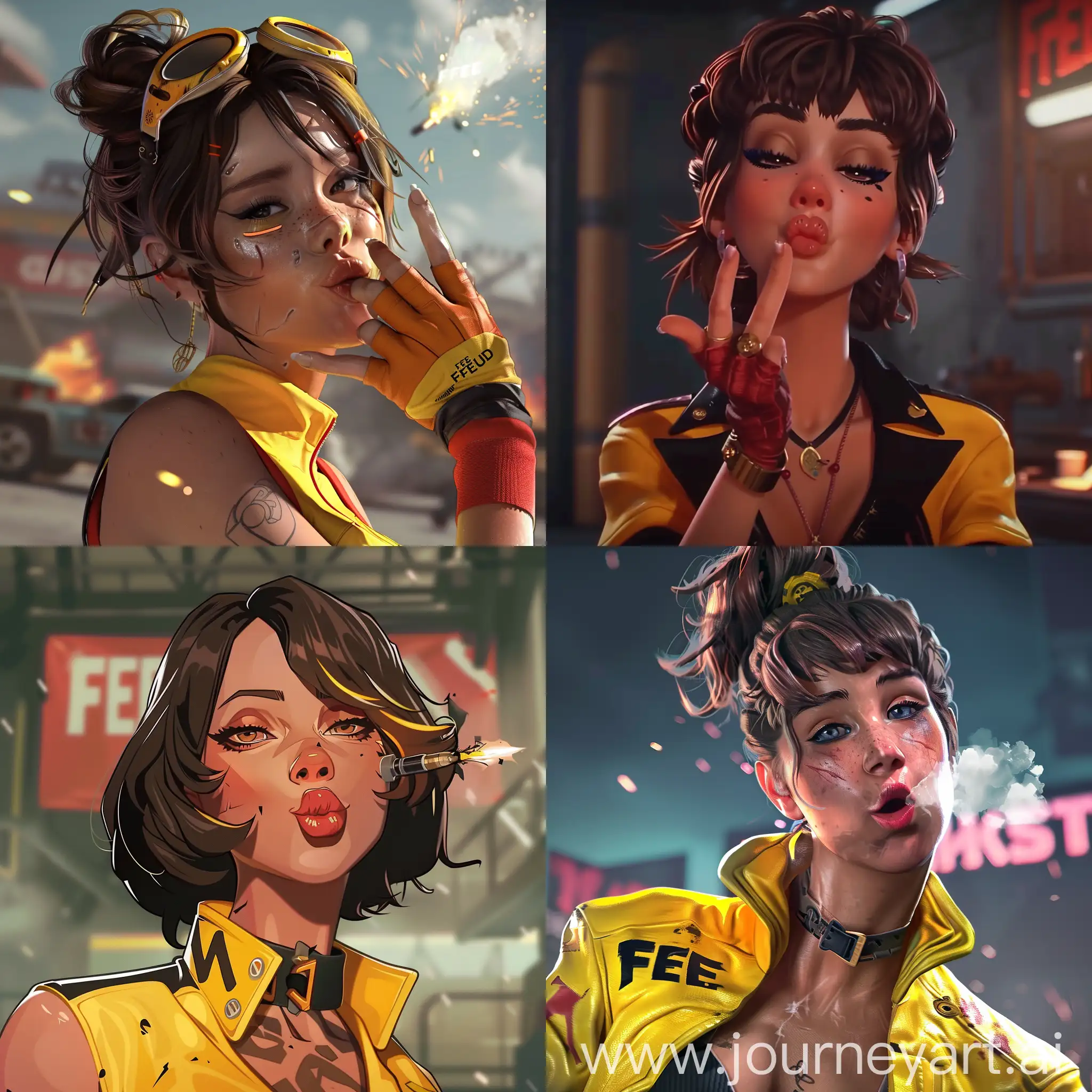 Free-Fire-Character-Blowing-a-Kiss-Animated-Art
