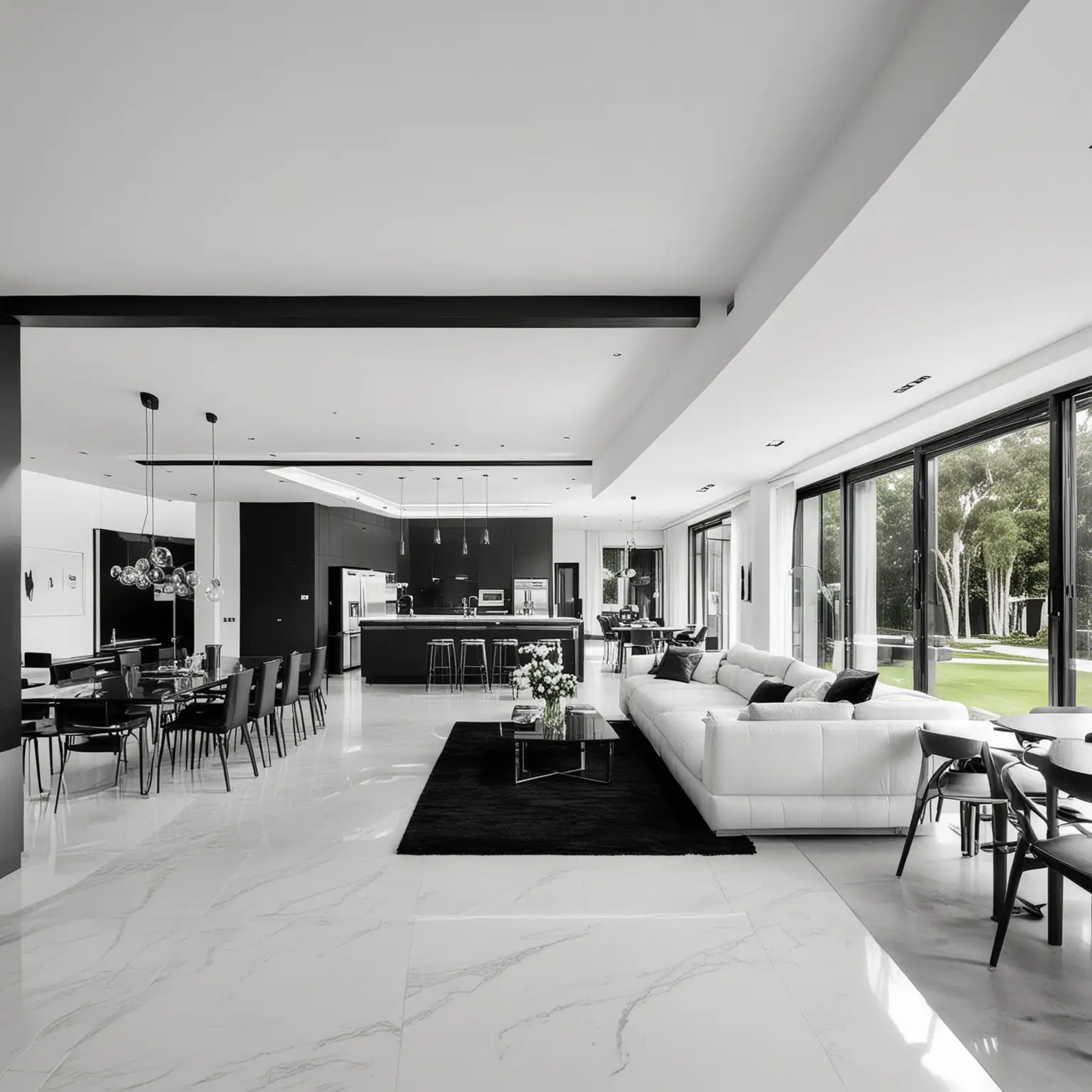 Contemporary Black and White Home Interior with Minimalist Decor