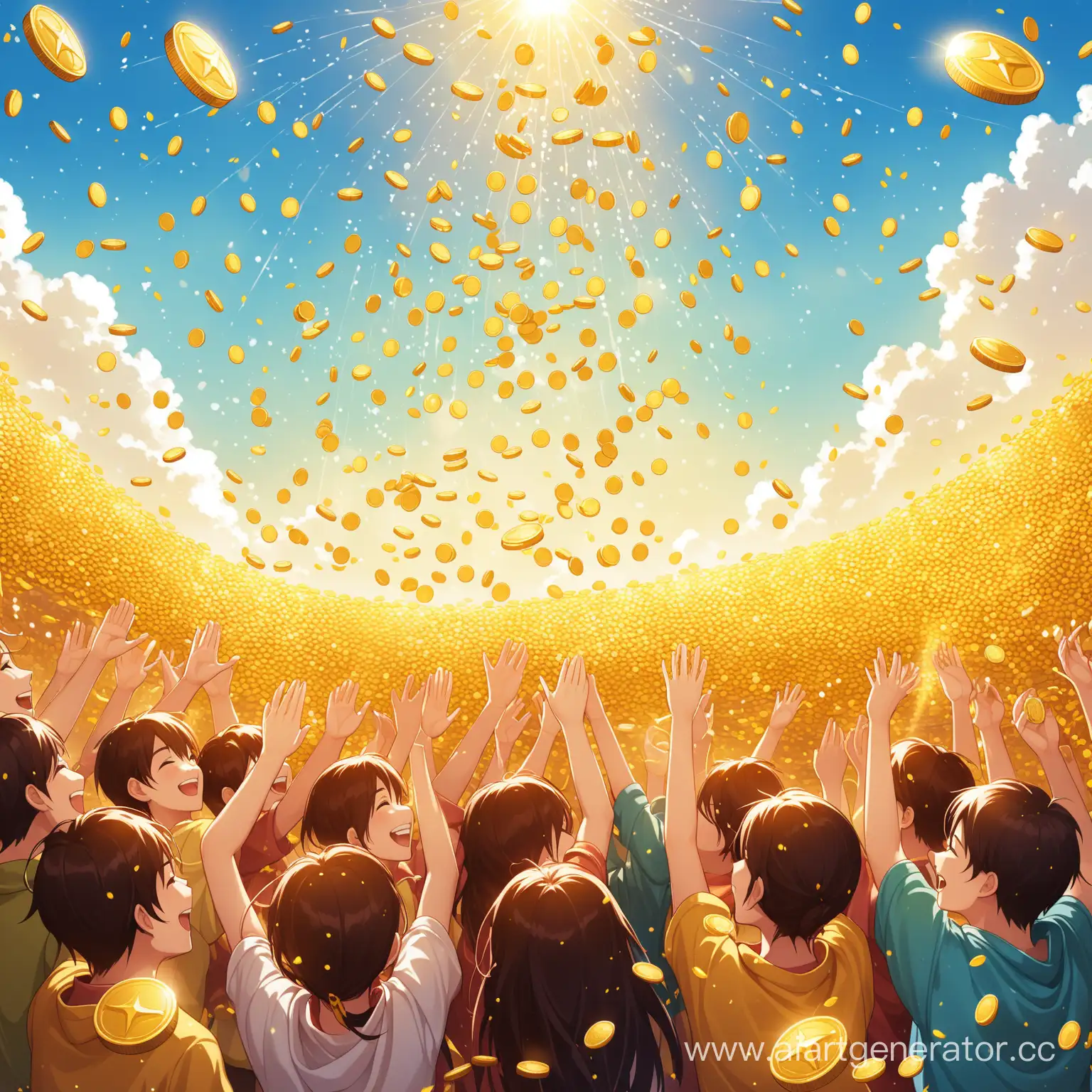 Happy-People-Enjoying-Golden-Coins-Rain