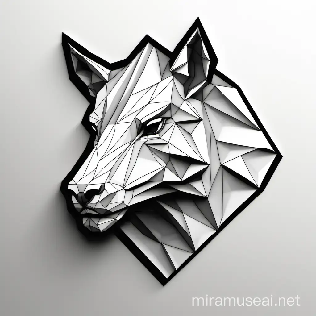 Minimalist Black and White Polygonal Animal Design for Laser Engraving