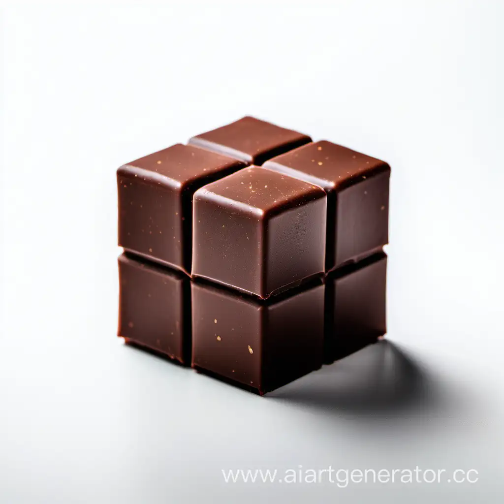 шоколадный куб на белом фоне
