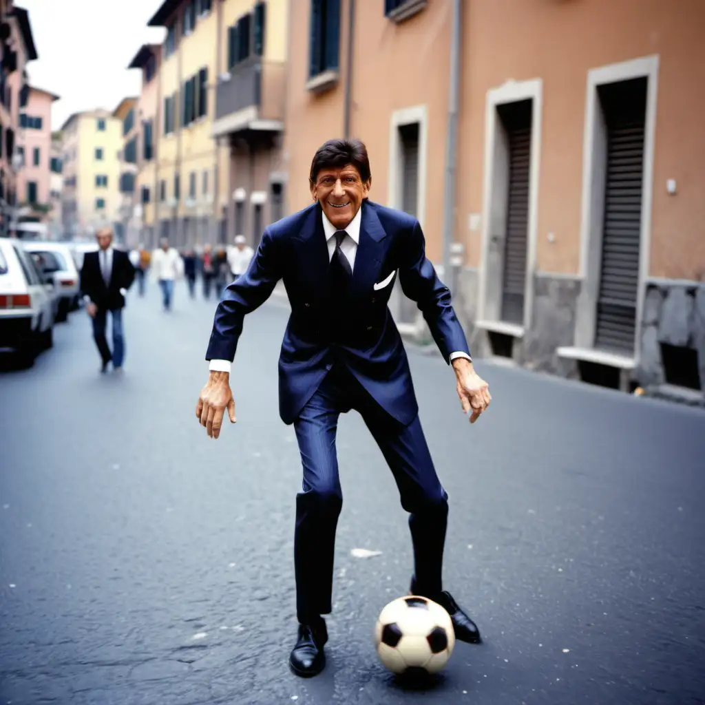 Gianni Morandi Enjoying Street Soccer Fun in Rome