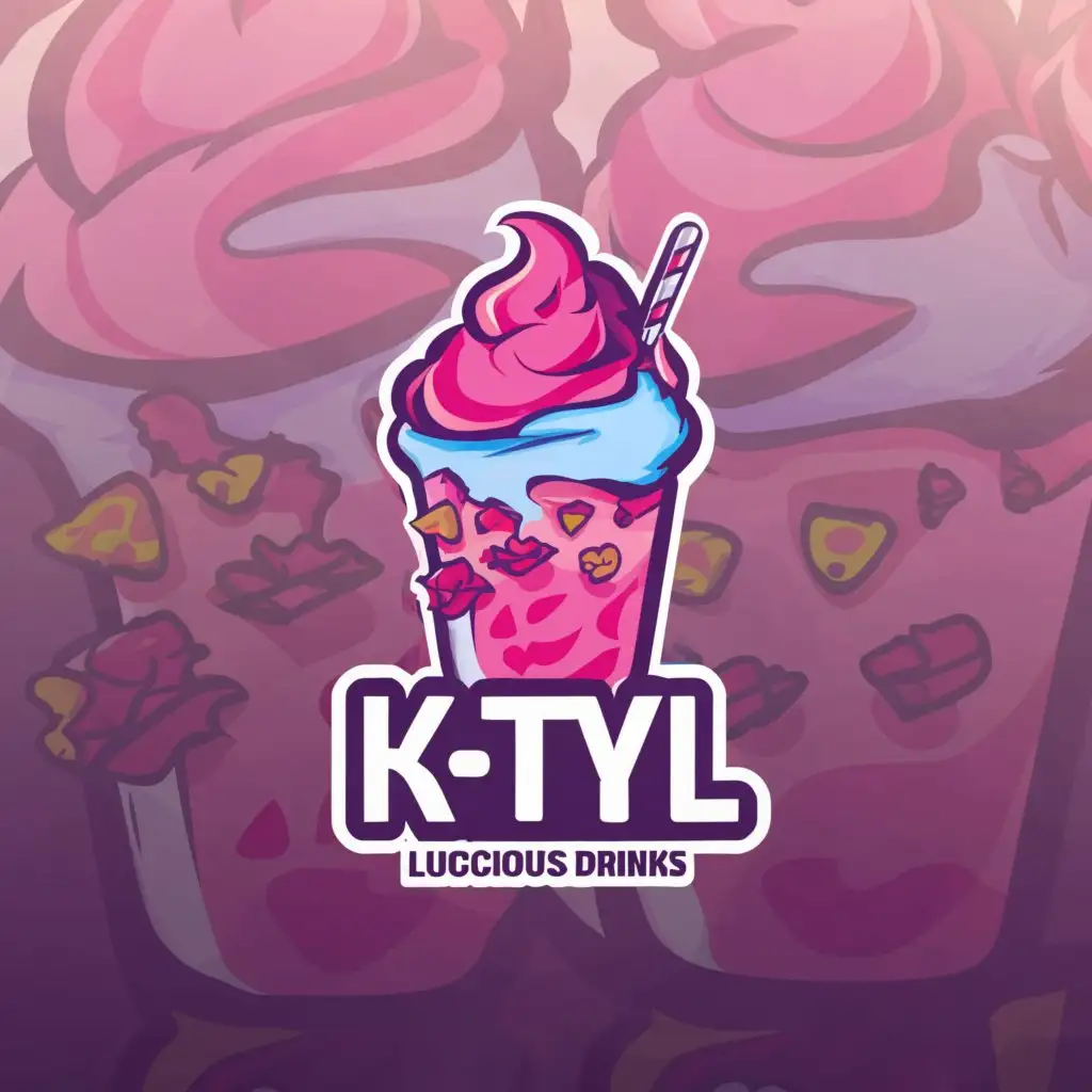 a logo design,with the text "K-Tyl Lucious Drinks", main symbol:Strawberry and blueberry shake with whipped cream on top and Strawberry fruits and blueberry fruits in the side with light pink and light violet color,Moderate,be used in Restaurant industry,clear background