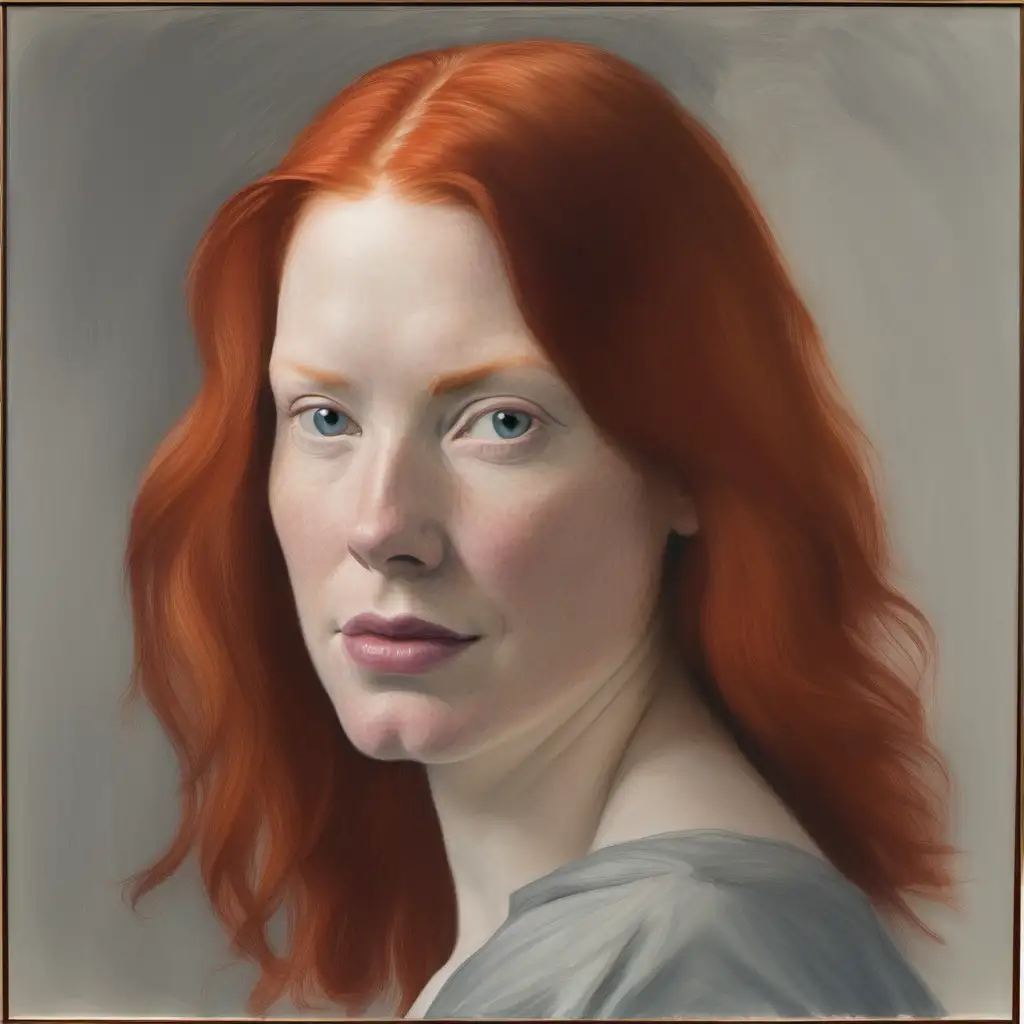 Captivating Portrait of a RedHaired Woman with Intense Gaze