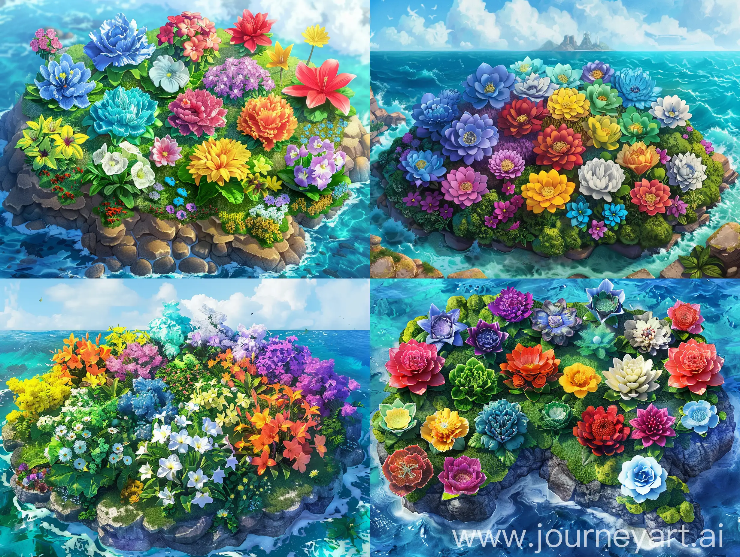 On the vibrant coastline of a small island lies a magical garden known as the "Mathnasium Flower Garden." In this colorful garden, there are 20 different flowers, each bearing a unique and beautiful color.