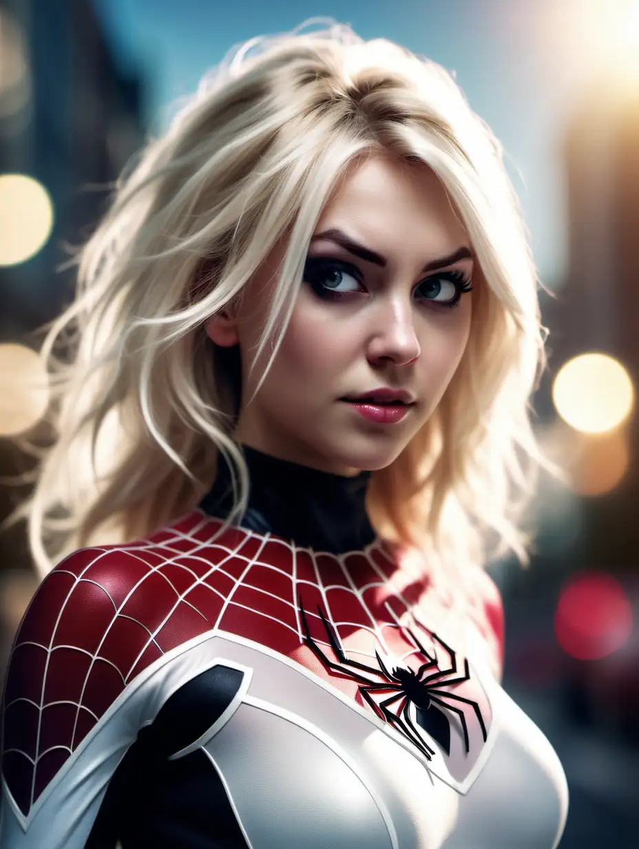 Attractive Nordic Woman Dressed as Spider Gwen in Detailed Illustration