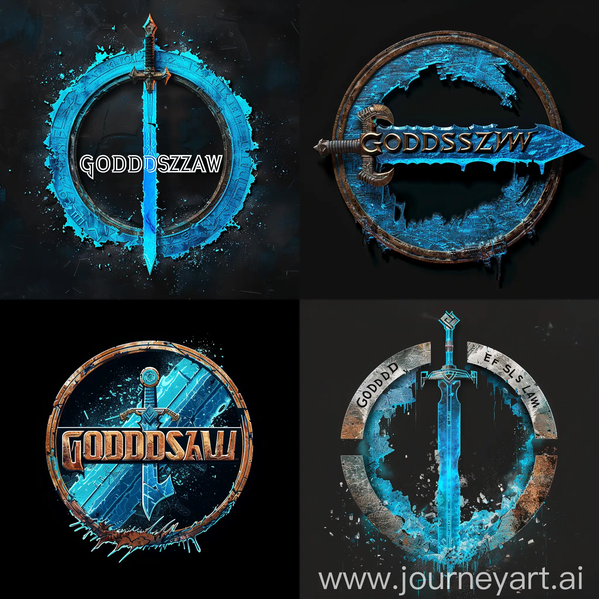 Futuristic-Viking-Sword-Piercing-Deteriorating-Text-Godslayer-FPS-Logo