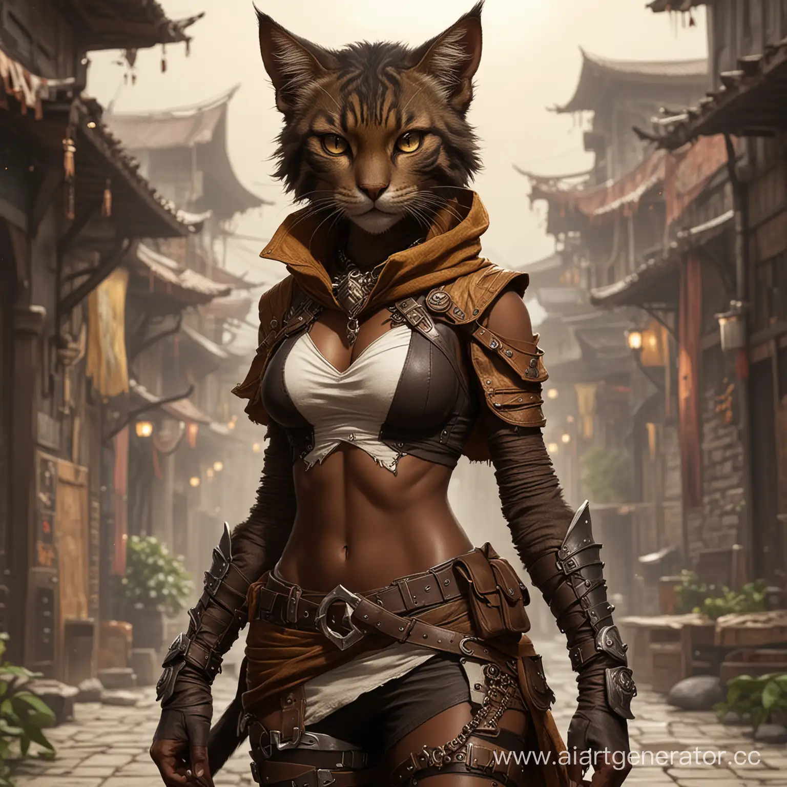 tabaxi rogue girl dark skin neko 