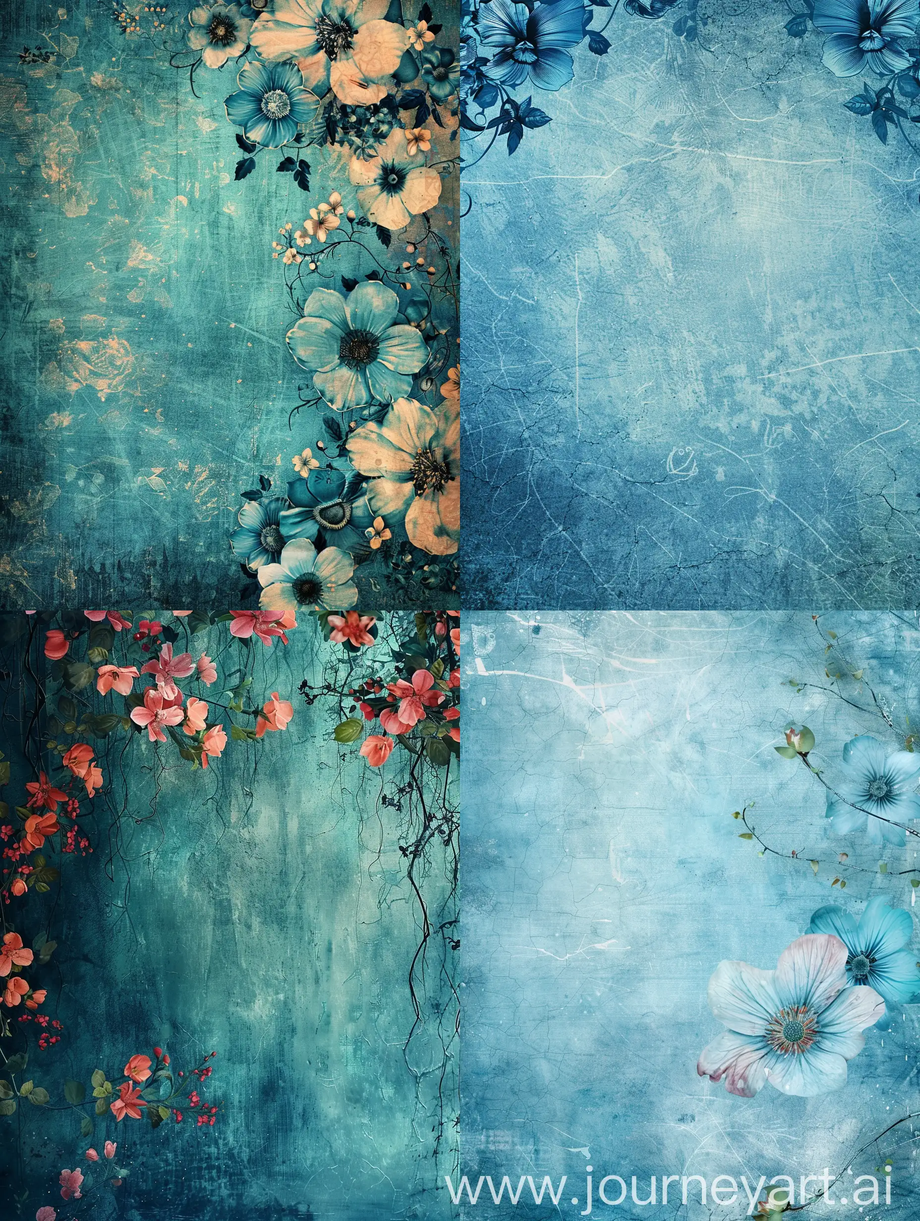 Fantasy-Vintage-Blue-Floral-Background-Print