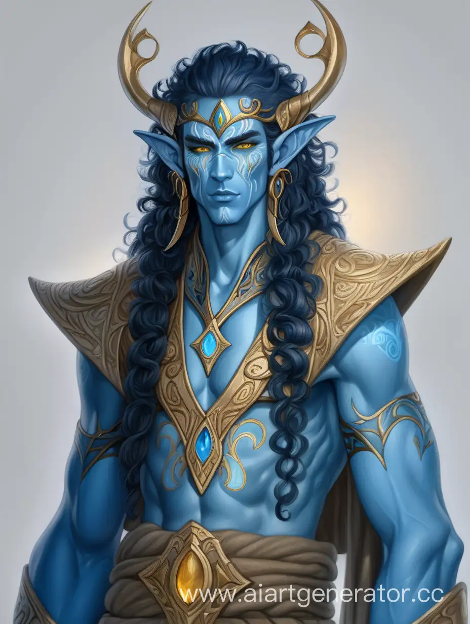 Mystical-BlueSkinned-Elf-Shaman-with-Golden-Eyes-and-Curly-Dark-Blue-Hair