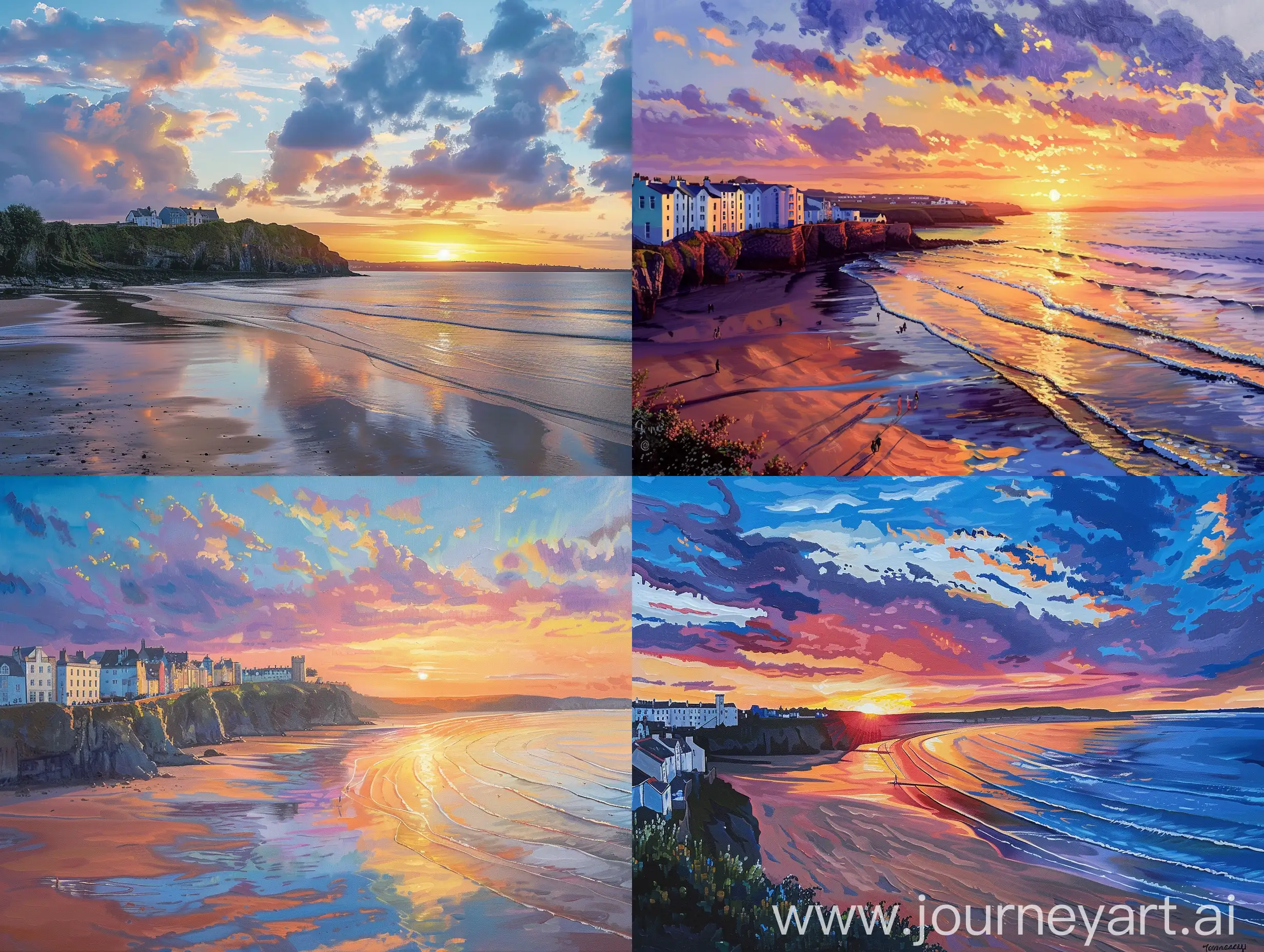 Picturesque-Sunset-at-North-Beach-Tenby-Inspired-by-Pierre-FixMasseaus-Artistry