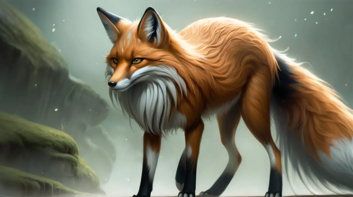 whispering fox. a spirit beast from a wuxia tale that has four legs