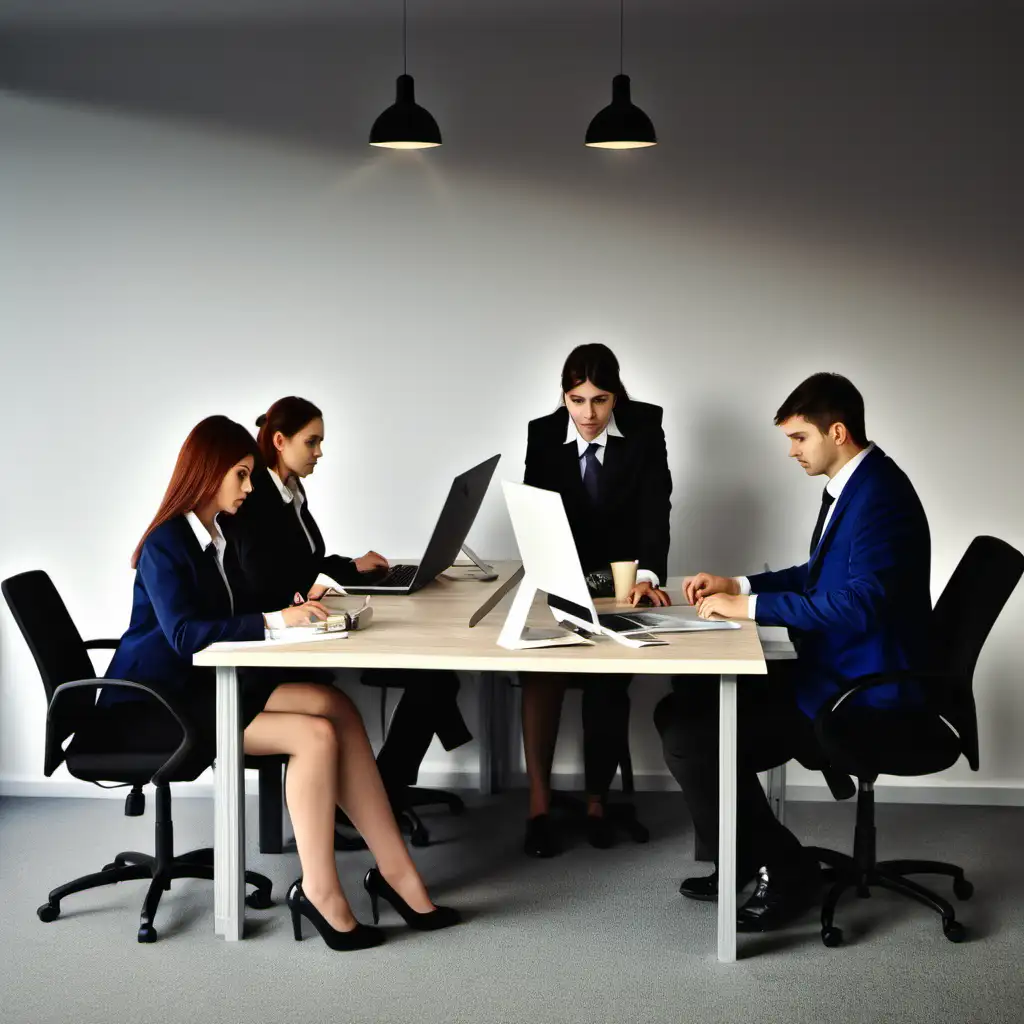 Collaborative Office Meeting Team of Professionals Brainstorming Ideas