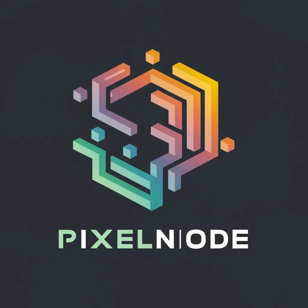 a logo design,with the text 'Pixelnode', main symbol:Pixel,complex,clear background