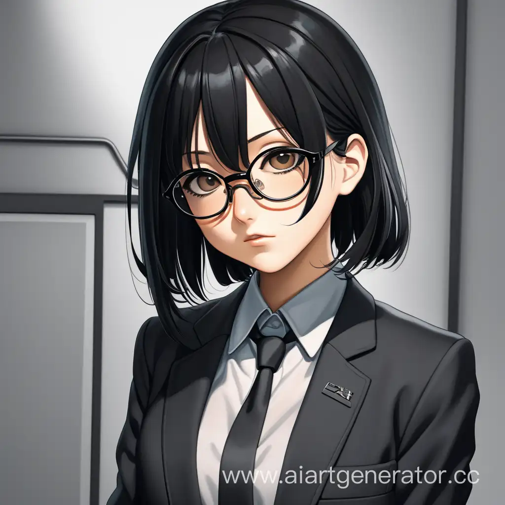 Smart-Anime-Girl-in-Black-Suit-and-Glasses