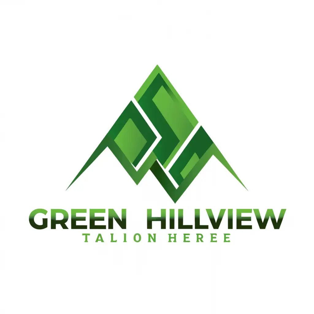 a logo design,with the text "green hillview", main symbol:green mountain,complex,be used in Real Estate industry,clear background