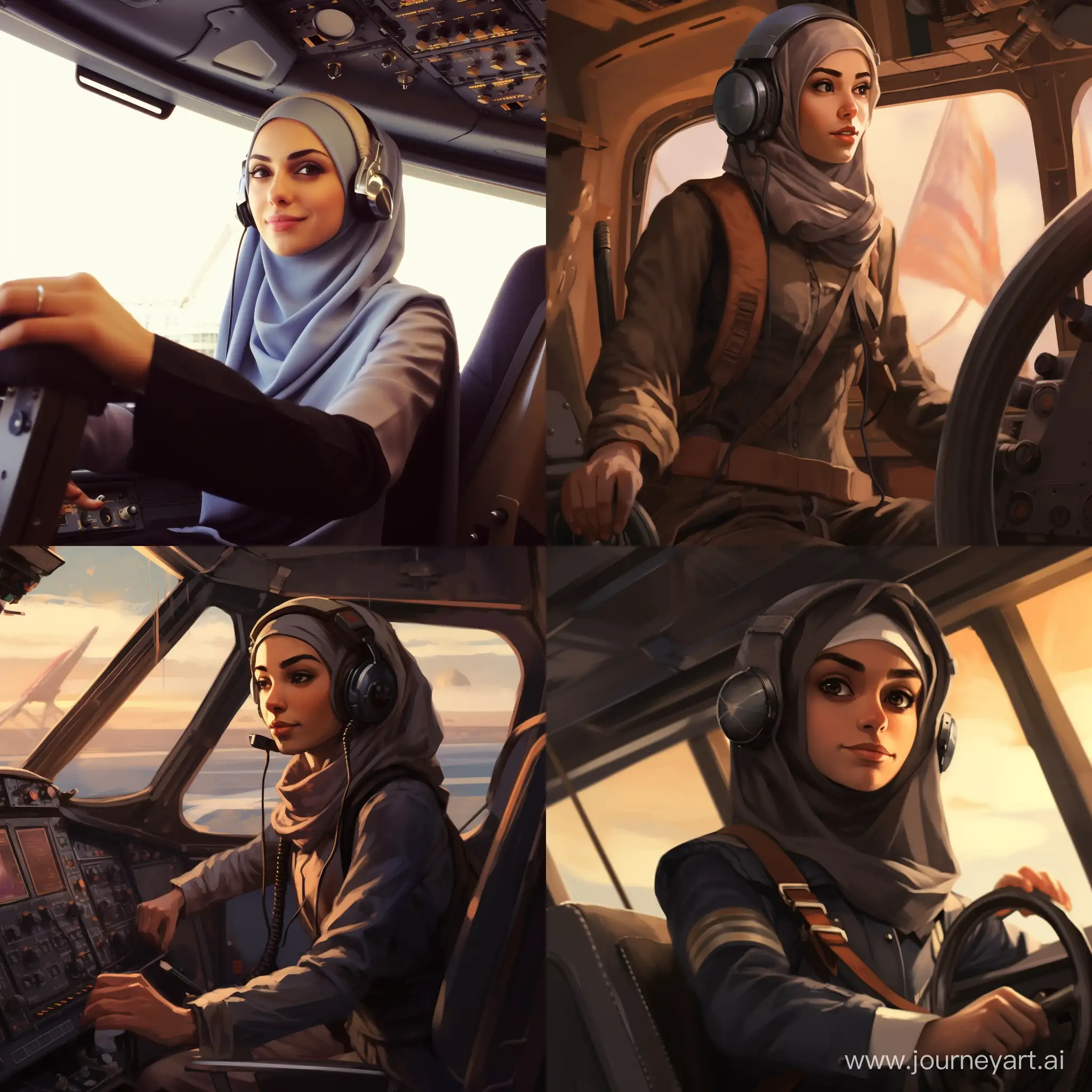 Muslim-Girl-Pilot-in-Domed-Airplane-Cultural-Harmony-and-Aviation-Adventure