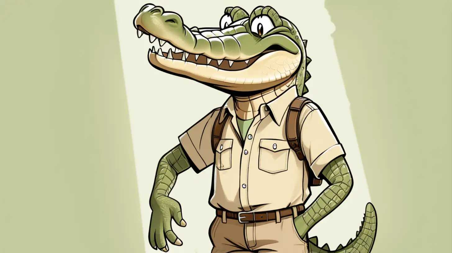 Adorable Australian Crocodile in Khaki Outfit