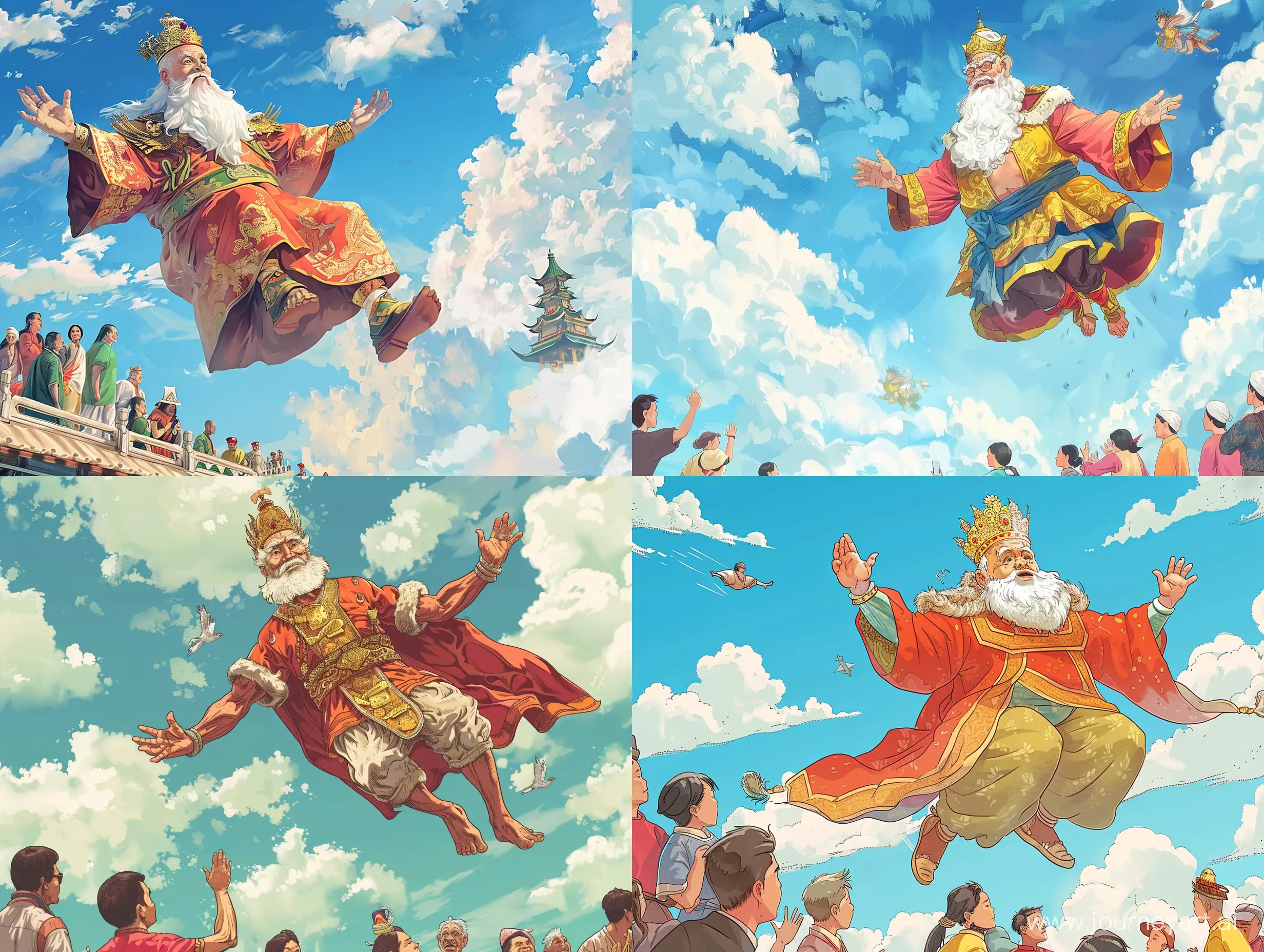 Thai-Old-King-Soaring-in-the-Sky-Amidst-Onlookers