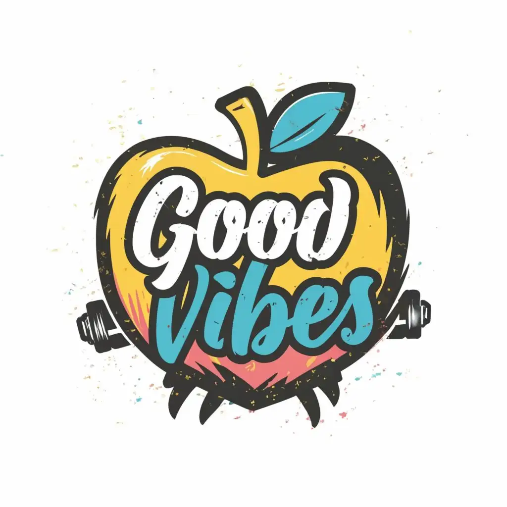 logo, apple and lef, with the text "Good vibes", typography, be used in Sports Fitness industry