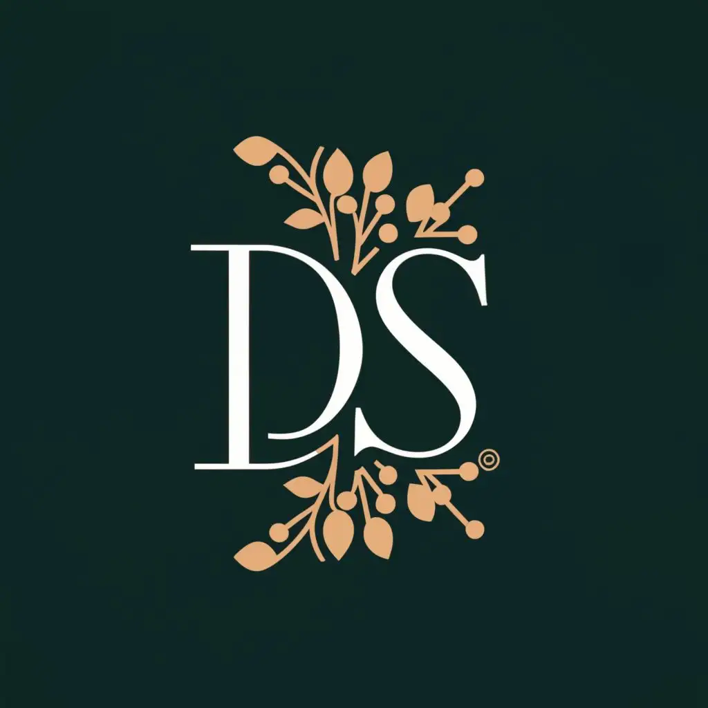 logo, Simple logo for wedding company with letters D and S with floral theme, with the text "DS", typography, be used in Events industry