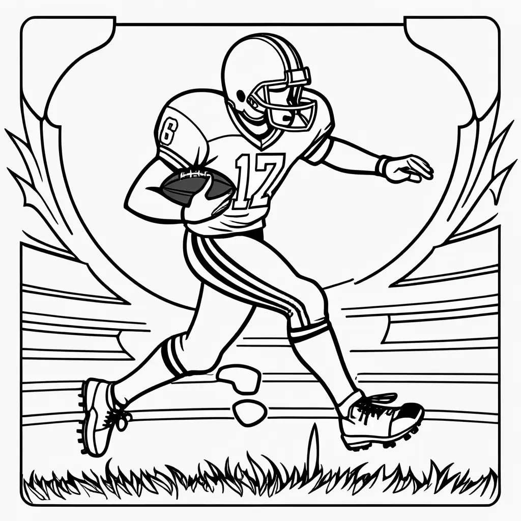 coloring page for kids, NFL American football kick goal, no shading, low detail, thick lines