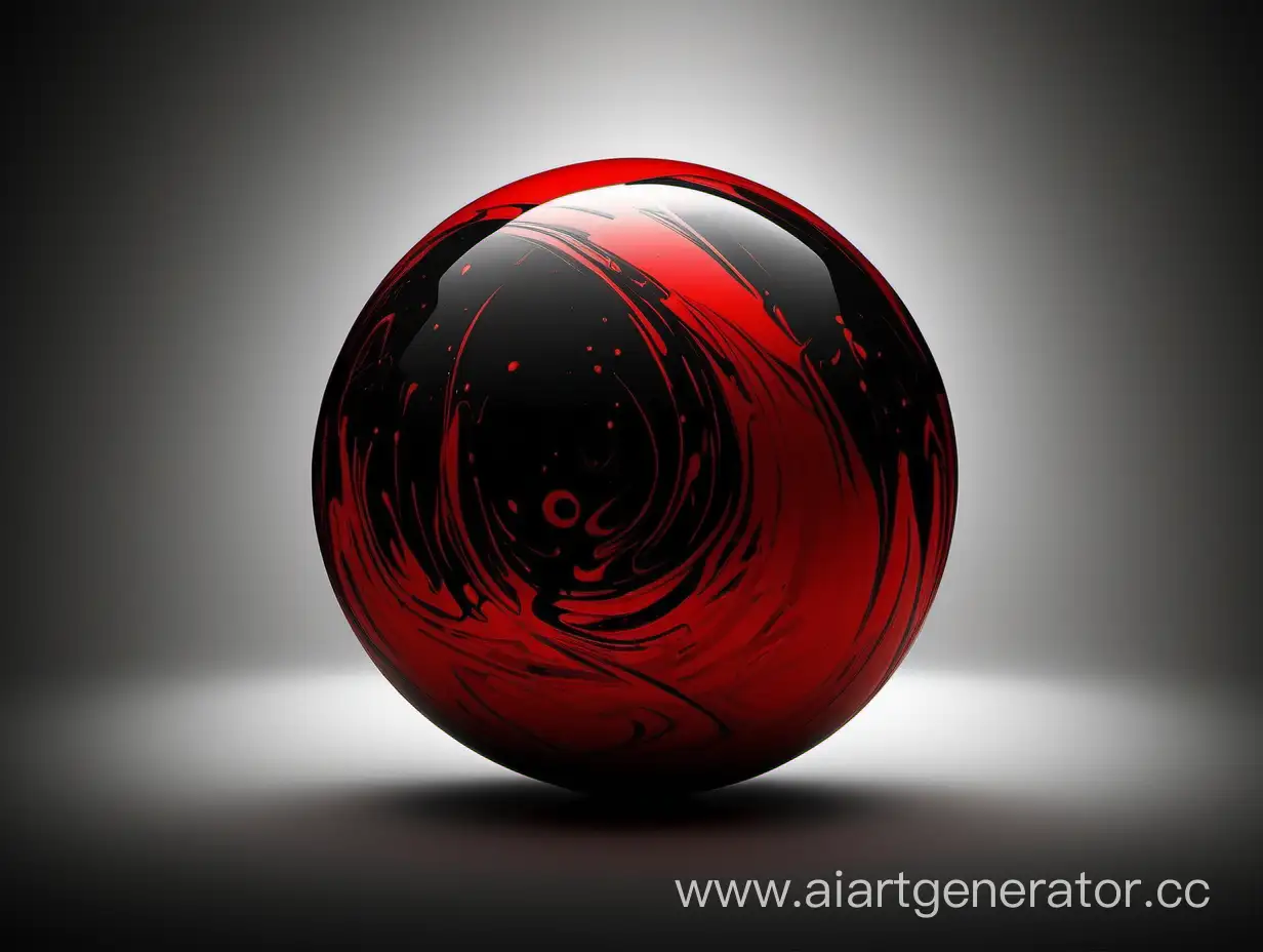 red sphere, black backgound, abstract