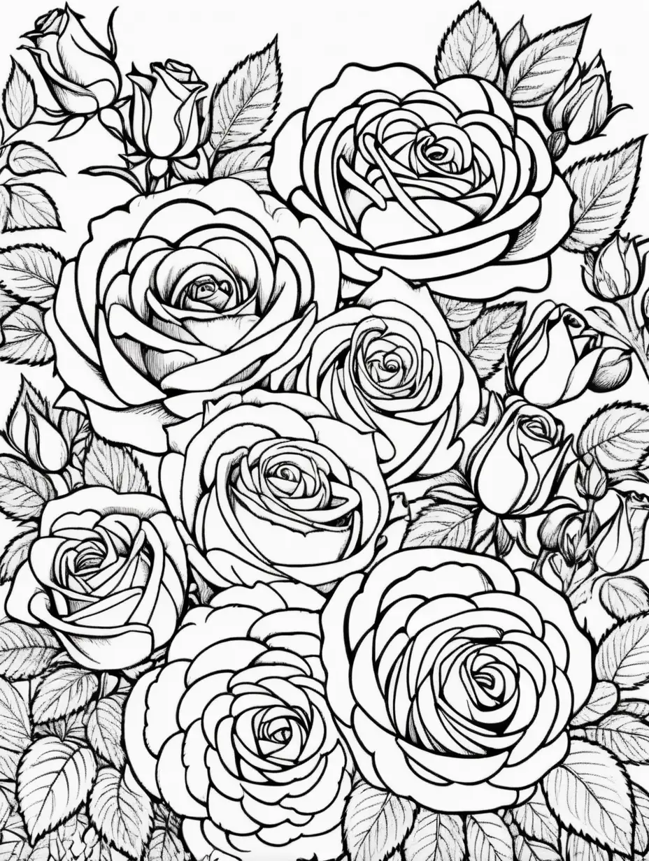 Beautiful Roses Coloring Book for Relaxation and Creativity