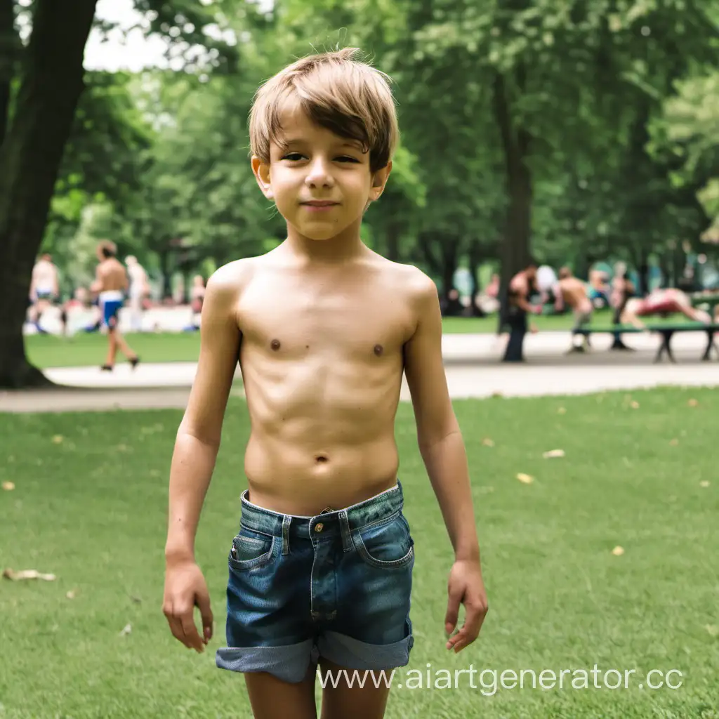 Playful-Shirtless-Boy-Enjoying-Nature-in-the-Park