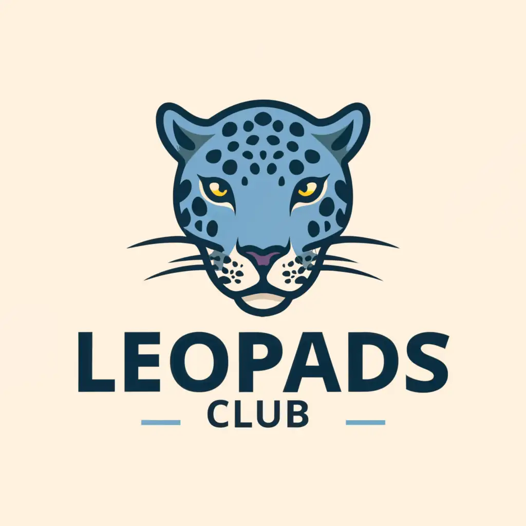 a logo design,with the text "Leopards Club", main symbol:Blue Leopard,Moderate,be used in Restaurant industry,clear background