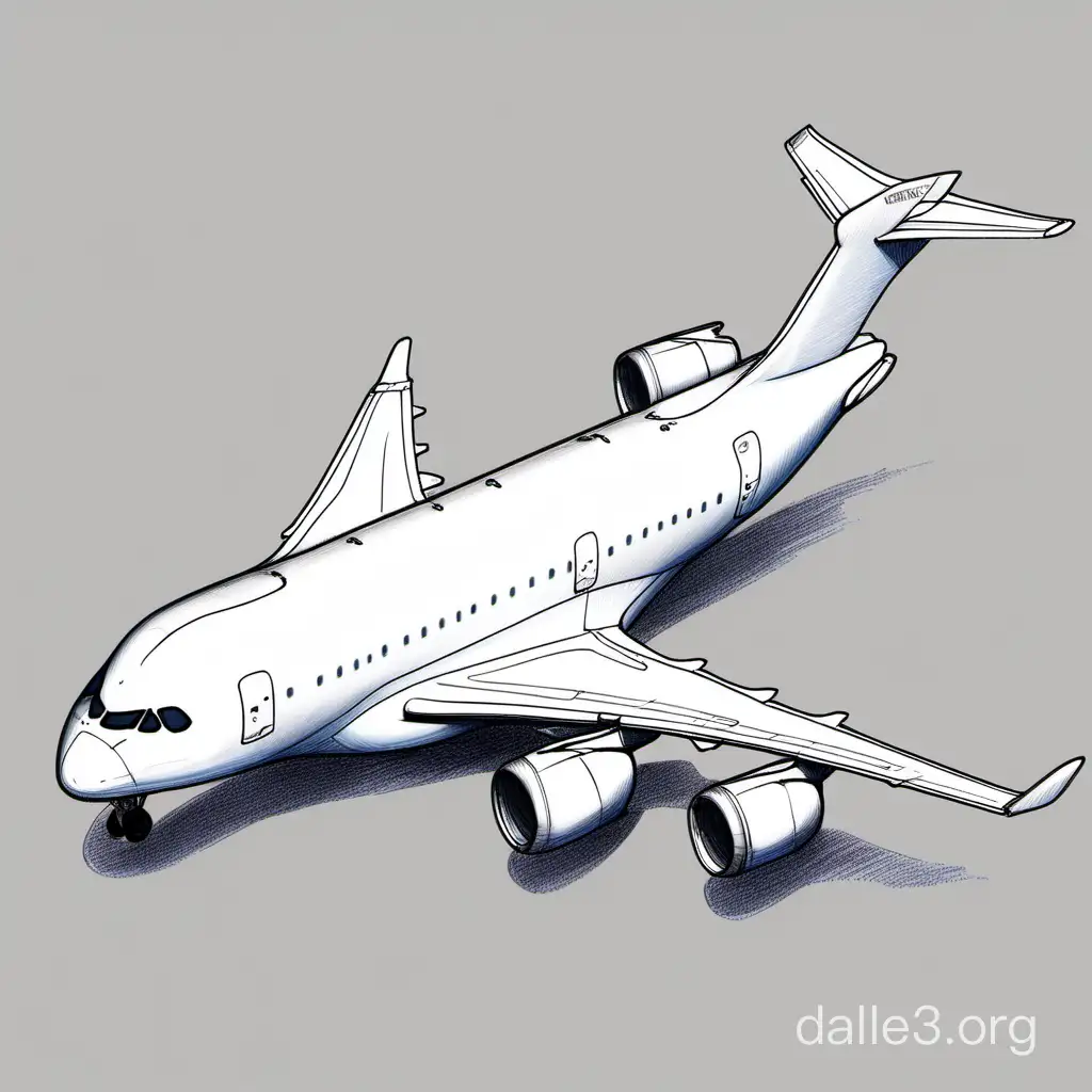 Beluga Airbus Sketch Drawing Detailed Illustration of Aircraft ...