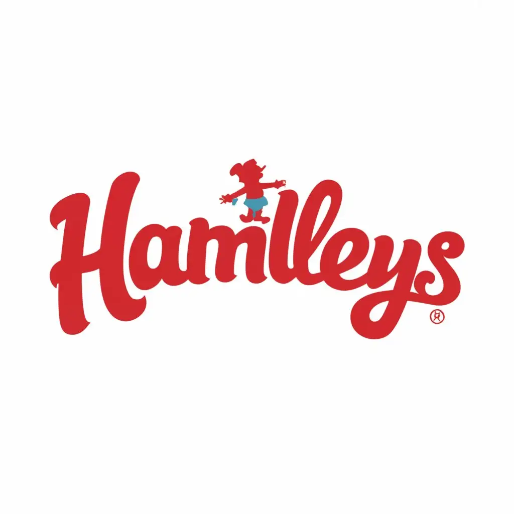 a logo design,with the text "Hamleys", main symbol:Toy shop called Hamleys with red colors,Moderate,clear background